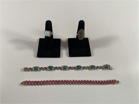Lot of Sterling Silver Including Opal Rubies