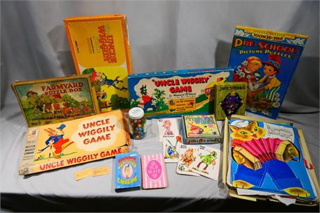 Antique & Vintage MILTON BRADLEY, PARKER BROTHERS Board Games for Children