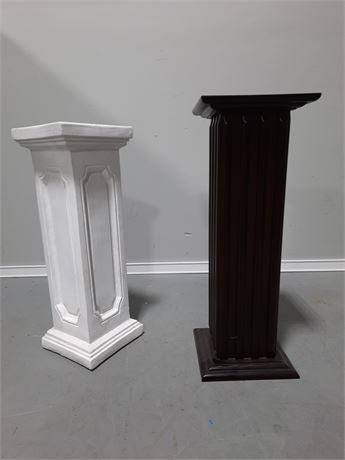Wood & Faux Stone Plant Stands