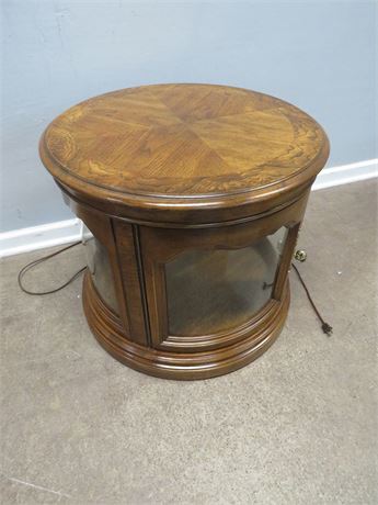 Round Display Case End Table