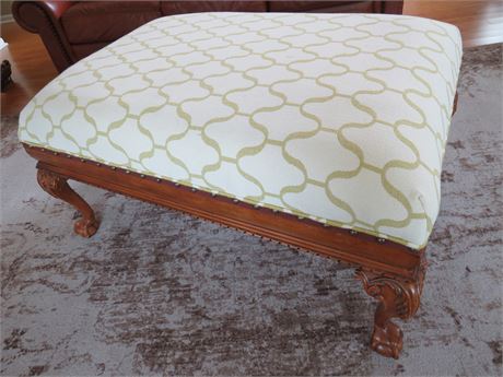 Large 47-inch Upholstered Ottoman w/Ball & Claw Feet