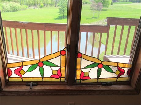 2 Leaded Stained Glass Panels