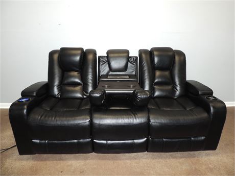 Faux Leather Power Reclining Sofa