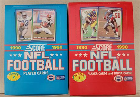 1990 Score Football 2 Wax Box Lot of Series 1 & Series 2