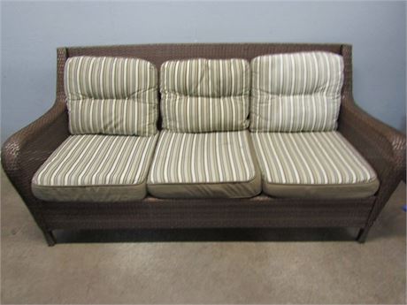 Chocolate Rattan Outdoor 3 Seat Couch