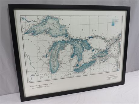 Framed Great Lakes Map Print