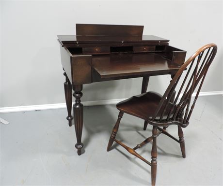 Vintage Solid Wood Desk / Chair
