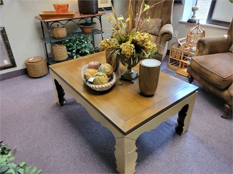 Solid Wood Scalloped Coffee Table