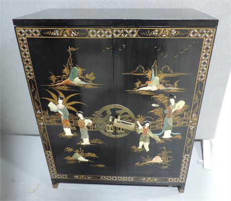 Asian Style Painted Accent Cabinet