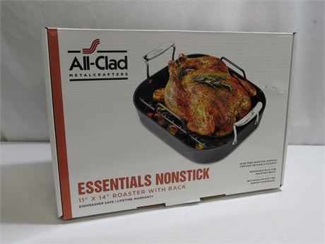 NIB - Essentials Non-Stick Roaster w/ Rack by All-Clad Metal Crafters