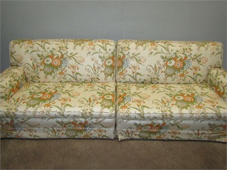 Lane Two Piece Floral Sofa, Cream, Green and Orange Color Combination