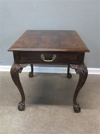 Side/End Table with Nice Ornately Carved Cabriole Legs with Ball and Claw Feet