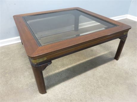 Asian Style Glass Top Coffee Table