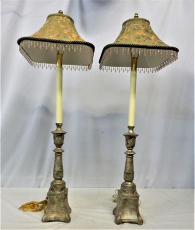 Decorative Candlestick Lamps with Floral Shades