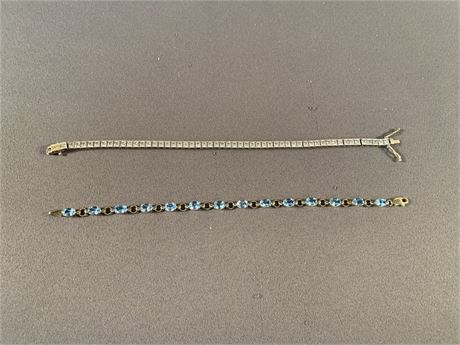 10KT Topaz Bracelet/ Vintage Sterling Silver /Krementz Tennis Bracelet