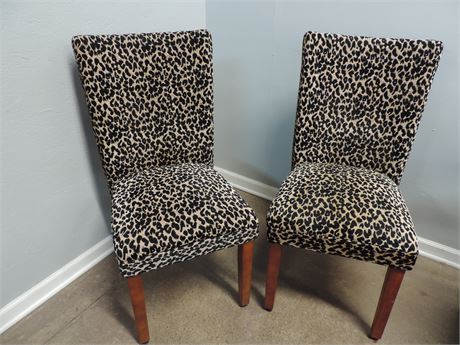 Pair of Leopard Print Parsons Chairs