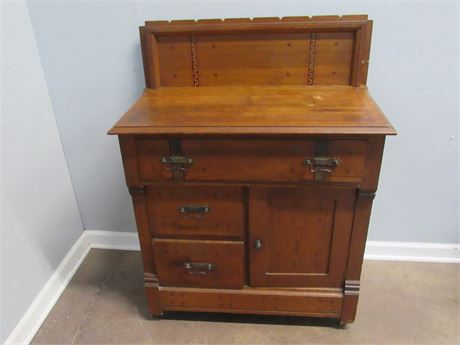 Antique Eastlake Dry-Sink On Casters - Pin & Cove Dovetail Drawers