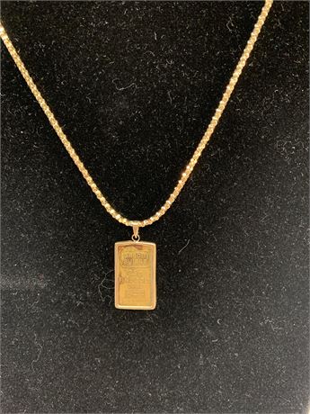 14KT YELLOW GOLD Chain with Gold Bar
