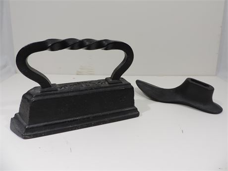Antique J H BODINE Cast Iron Door Stop / Shoe Form