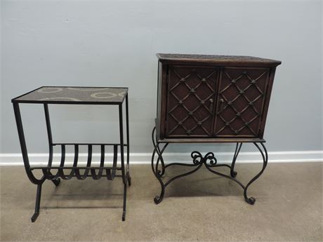 Wrought Iron Accent Cabinet / Mosaic Table