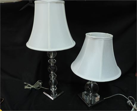 Brushed Siler / Glass / Table Lamp Set of Two