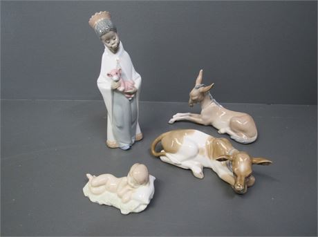 4 Lladro Figurines - Partial Manger Scene Figurines