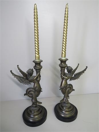 Empire Style Figural Siren Candlestick Holders