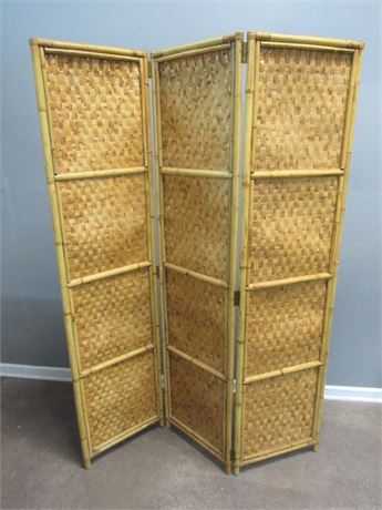 3 Panel Bamboo and Wicker Room Divider/Privacy Screen
