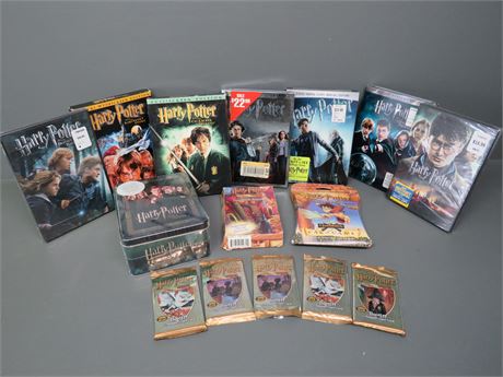 HARRY POTTER DVDs & Trading Card Lot