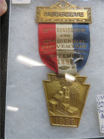 Vintage 1939 UMWA Convention Delegate Medal