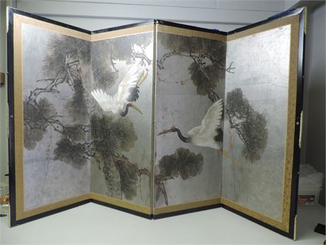 Asian Style Folding Painted Screen / Room Divider