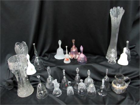 24 Piece Vintage Glass/Crystal Lot - 20 Bells