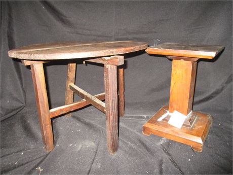 2 Piece Early Childs Gate Leg Table with Old Walnut Display Stand