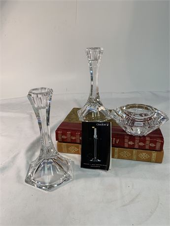 Orrefors Candy Dish & Crystal Candle Holders