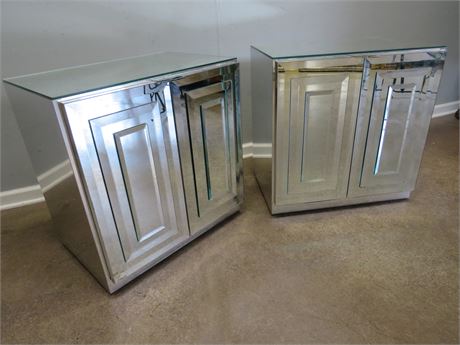 Mid-Century Hollywood Regency Mirrored Nightstands by Ello Furniture