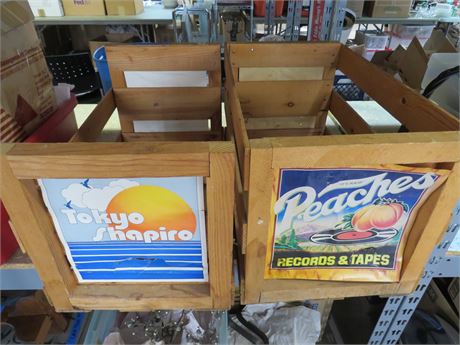 Vintage Peaches & Tokyo Shapiro Wooden Record Crates