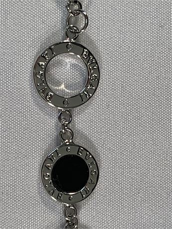 "BVLGARI" Black Onyx Sterling Silver Bracelet