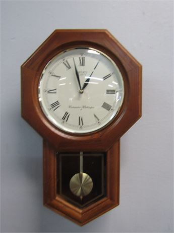 Seiko Wooden Chiming Wall Clock with Pendulum