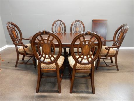 American Signature / Wood / Dining / Table / Upholstered Chairs / Set (7)
