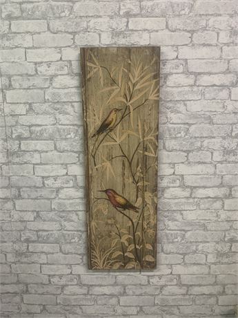 Bird Print on Wood Surface Wall Art