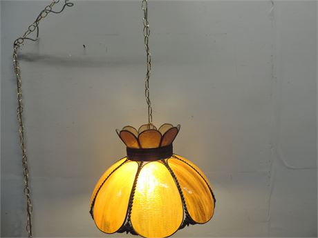 Mid-Century Modern Caramel Glass Petal Chain Lamp