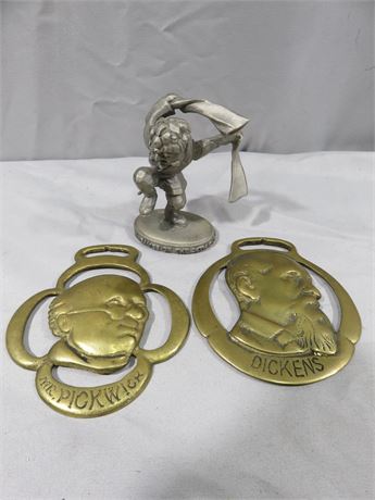 Brass Horse Medallions / 1988 Seoul Olympics Pewter Figurine