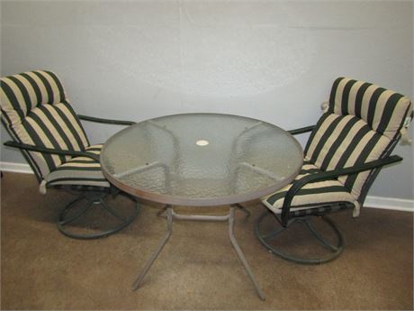 Outdoor Patio Set, 2 Rocking Chairs and Round Table