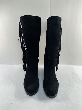 COACH Boots Knee High  Black Fringed Suede