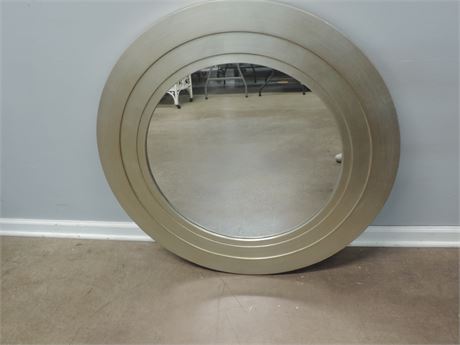 Round Silver Tone Wall Mirror