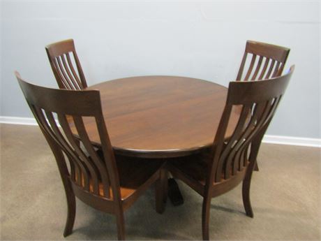 Dark Wood Round Dining Room Table and Chairs