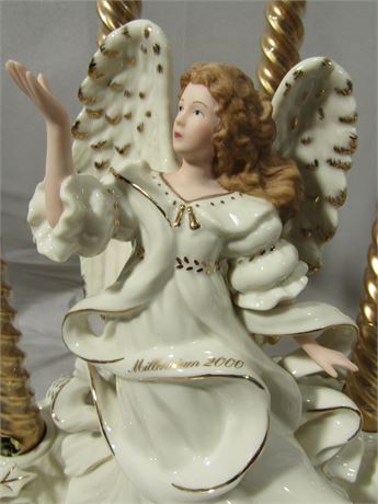 Danbury Mint 2000 Millennium Angel & Candle Holder Set