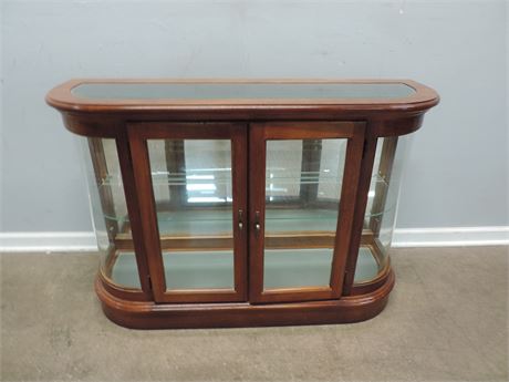 Vintage Solid Wood and Glass Curio / Display Cabinet