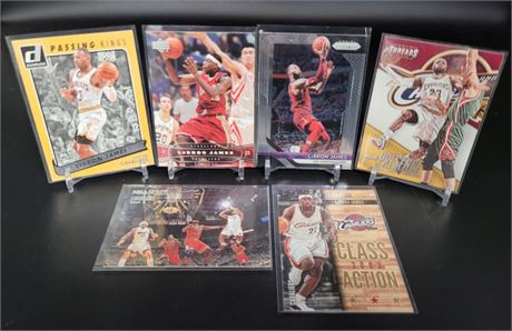 LEBRON JAMES CLEVELAND CAVALIERS 6 CARD LOT FIRST LAKERS PRIZM