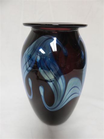 1989 ROBERT EICKHOLT Studio Art Glass Signed Vase